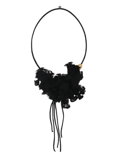Maria Calderara Ruffled Necklace In Black