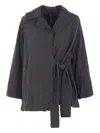Maria Calderara Ruffled Tie-fastening Jacket In Black