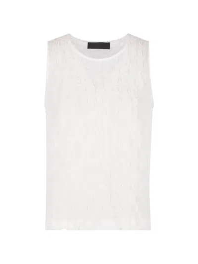 Maria Calderara Seersucker-effect Sleeveless Top In White