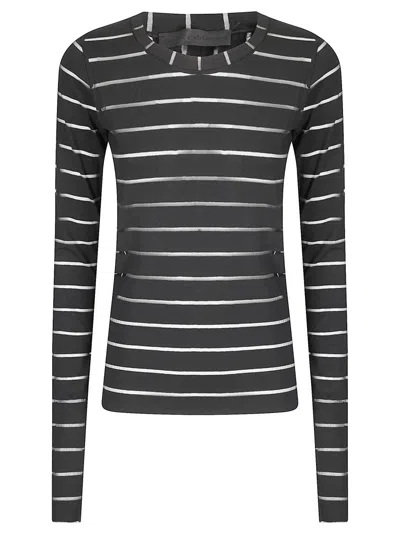 MARIA CALDERARA SEMI-SHEER CREW NECK TOPS