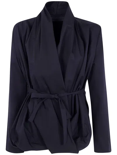 Maria Calderara Drapped Shirtcotton Twill Drapped Shirt In Blue