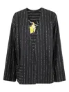 Maria Calderara Striped Pocket Jacket In Black