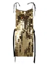Maria Calderara Corazza Macro Square Sequins On Tulle Dress In Gold