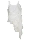Maria Calderara Ribbed Sleeveless Cotton Top With Overlapping Inserts In White