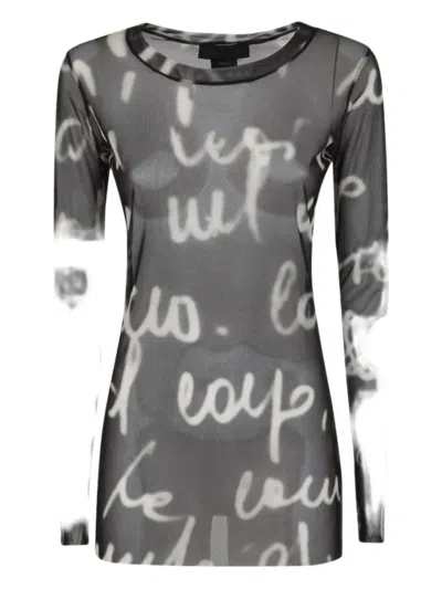 Maria Calderara Text-print Top In Black