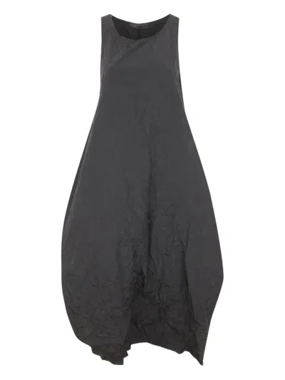 Maria Calderara Marionetta Crinkled Opaque Taffeta Long Dress In Black