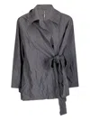 Maria Calderara Crumpled Effect Jacket With Side Fastening In Gray