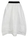 Maria Calderara Voluminous Taffeta Skirt With Contrasting Elastic Waistband In White