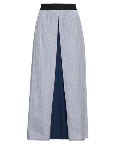 Maria Calderara Woman Maxi Skirt Navy Size 2 Cotton, Polyester, Elastane In Navy Blue