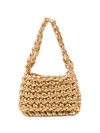 Maria Calderara Woven-design Chain-strap Tote Bag In Gold