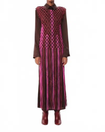 Maria Cher Aguara Silas Top In Fuchsia And Chocolate In Red