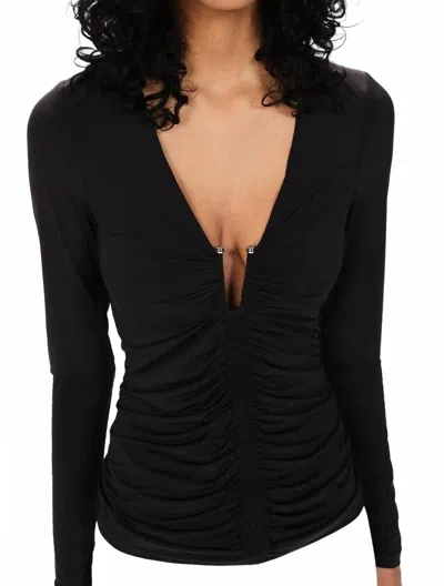Maria Cher Alberti Bailey Long Sleeve Top In Black