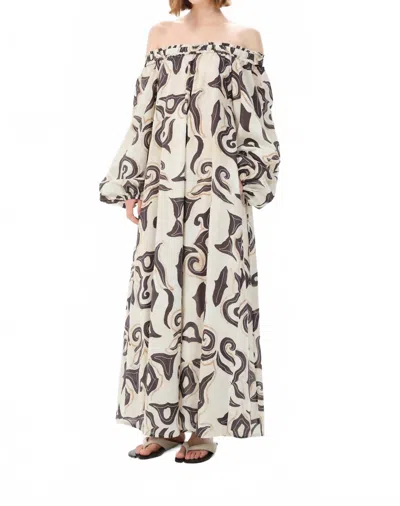 Maria Cher Alvarado Gale Long Dress In Ecru In White