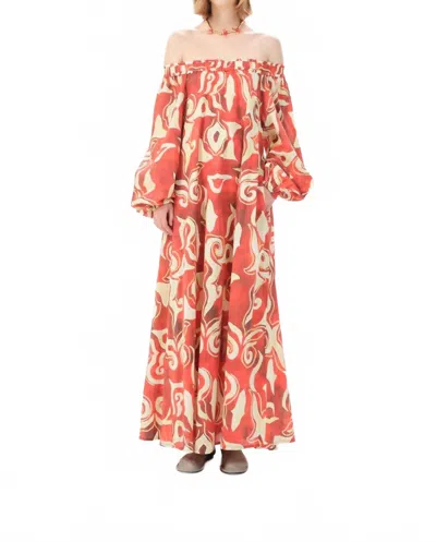 Maria Cher Alvarado Gale Long Dress In Red In Neutral
