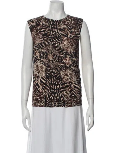 Pre-owned Maria Cher Animal Print Crew Neck Top W/ Tags In White