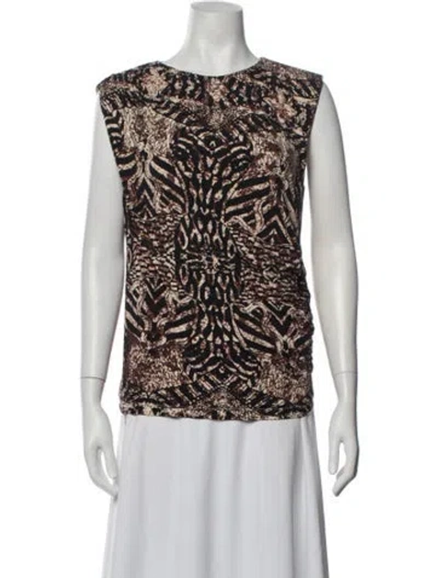Pre-owned Maria Cher Animal Print Crew Neck Top W/ Tags In White