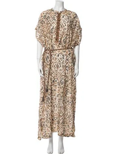 Pre-owned Maria Cher Animal Print Long Dress In Neutral