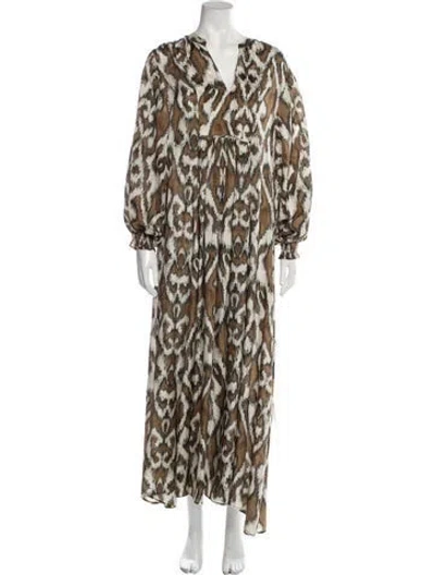 Pre-owned Maria Cher Animal Print Long Dress In Neutral