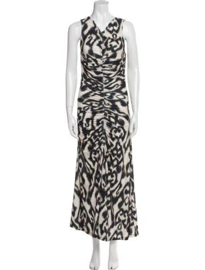 Pre-owned Maria Cher Animal Print Long Dress In Neutral