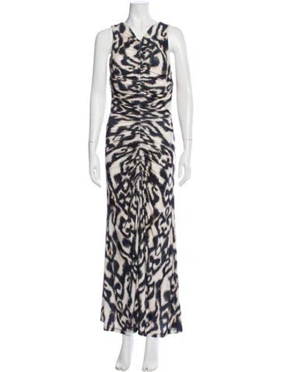 Pre-owned Maria Cher Animal Print Long Dress In Neutral