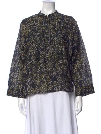 Pre-owned Maria Cher Animal Print Long Sleeve Top In Blue