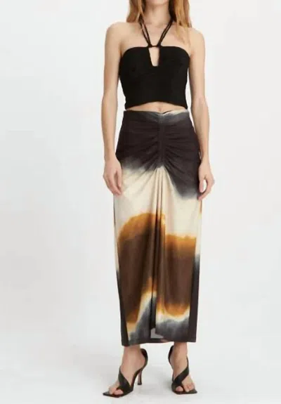 Maria Cher Bernal Anna Midi Skirt In Olive Ombre In Gold
