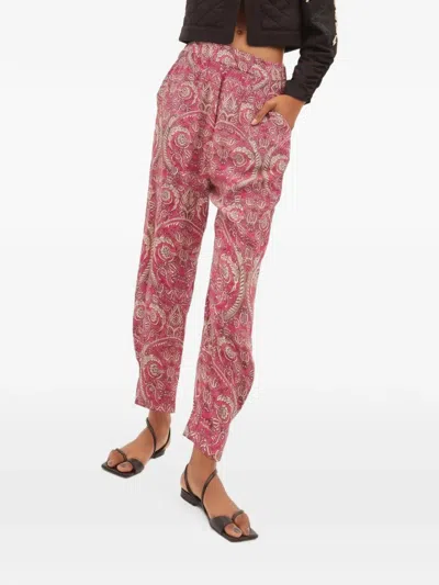Maria Cher Besalu Floral-print Silk Tapered Trousers In Pink