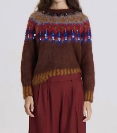Maria Cher Brookside Creek Sweater In Brick In Red