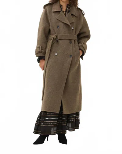 Maria Cher Byrne Cicero Long Coat In Army In Brown