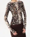 Maria Cher Callao Elois Long Sleeve Top In Earth Tones