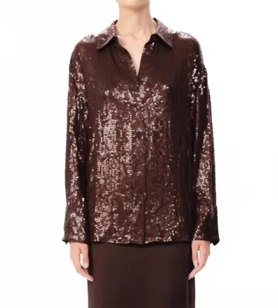 Maria Cher Cardales Cyrus Sequin Shirt In Dark Brown