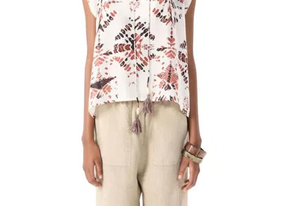 Maria Cher Ceibo Cover Up Top In Bordeaux Shibori In White