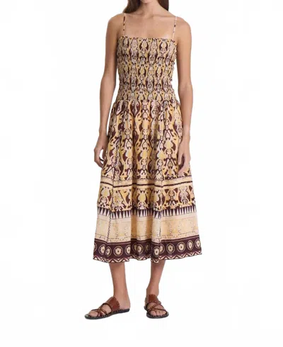 Maria Cher Delancey Selva Midi Dress In Yellow Vibes In Beige
