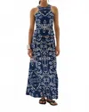 Maria Cher Ensenada Meg Midi Skirt In Marine In Blue
