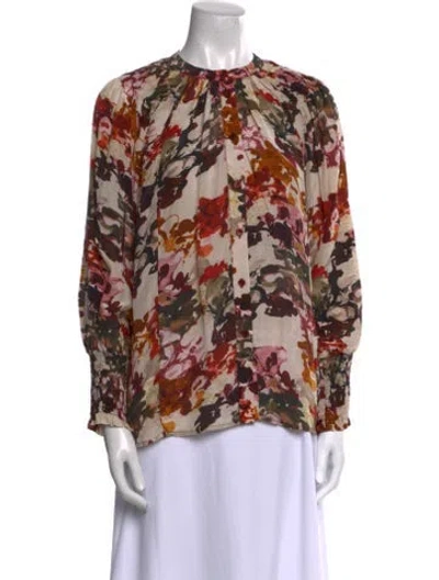 Pre-owned Maria Cher Floral Print Crew Neck Blouse In Multi