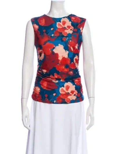 Pre-owned Maria Cher Floral Print Crew Neck Top In Multi