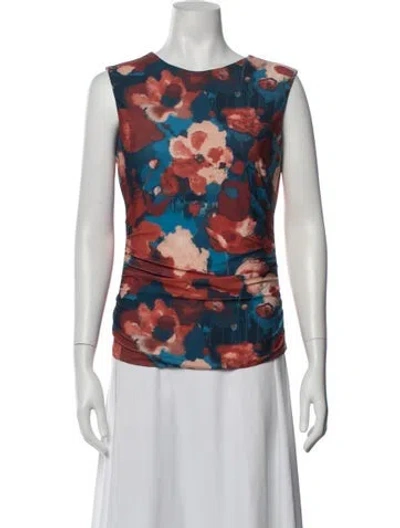 Pre-owned Maria Cher Floral Print Crew Neck Top W/ Tags In Multicolor