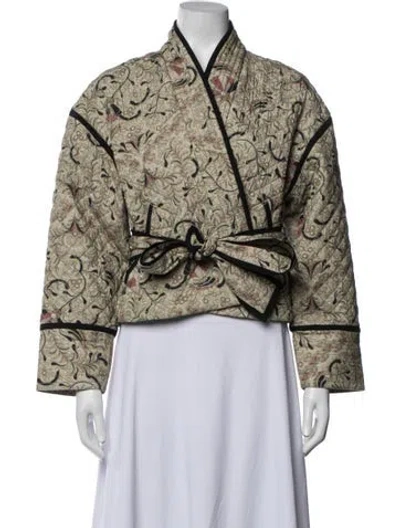 Pre-owned Maria Cher Floral Print Jacket In Neutrals