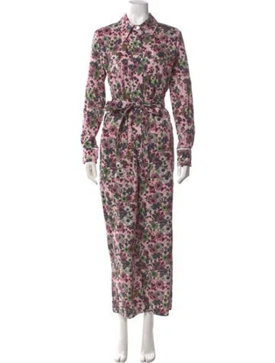 Pre-owned Maria Cher Floral Print Jumpsuit In Pink