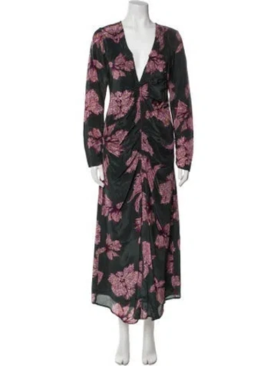Pre-owned Maria Cher Floral Print Long Dress In Pink