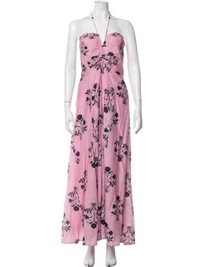 Pre-owned Maria Cher Floral Print Long Dress In Pink