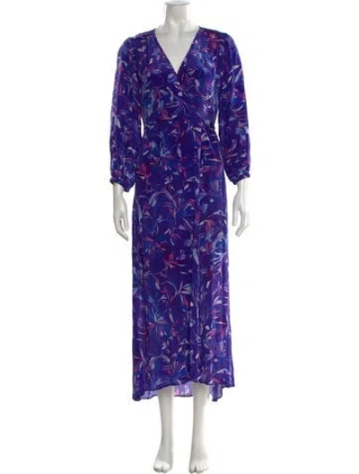 Pre-owned Maria Cher Floral Print Long Dress In Purple
