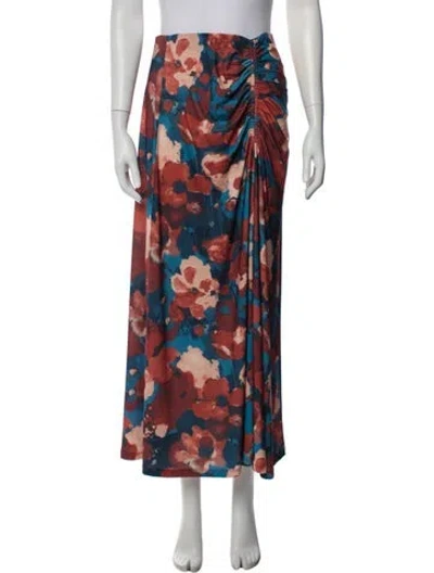Pre-owned Maria Cher Floral Print Long Skirt W/ Tags In Blue/red