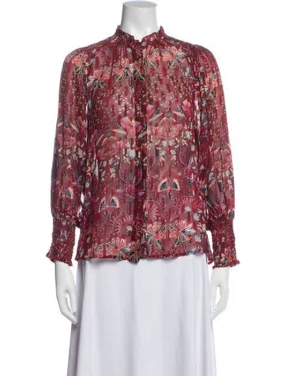Pre-owned Maria Cher Floral Print Long Sleeve Blouse In Red