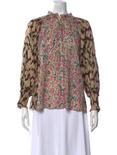Pre-owned Maria Cher Floral Print Long Sleeve Blouse W/ Tags