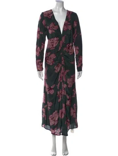 Pre-owned Maria Cher Floral Print Midi Length Dress In Pink