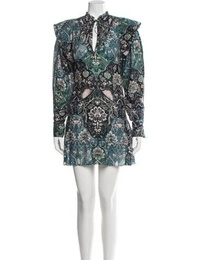 Pre-owned Maria Cher Floral Print Mini Dress In Blue
