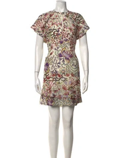 Pre-owned Maria Cher Floral Print Mini Dress In Neutrals