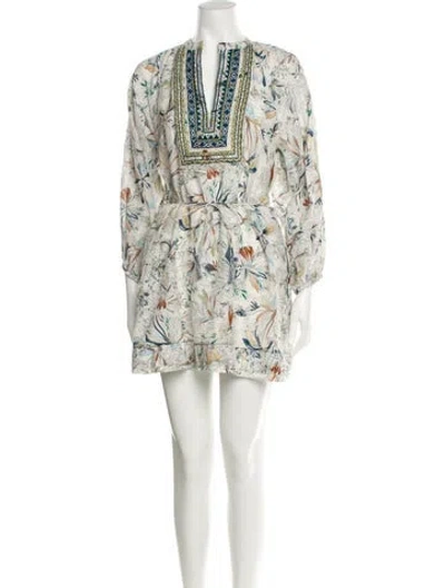 Pre-owned Maria Cher Floral Print Mini Dress In White