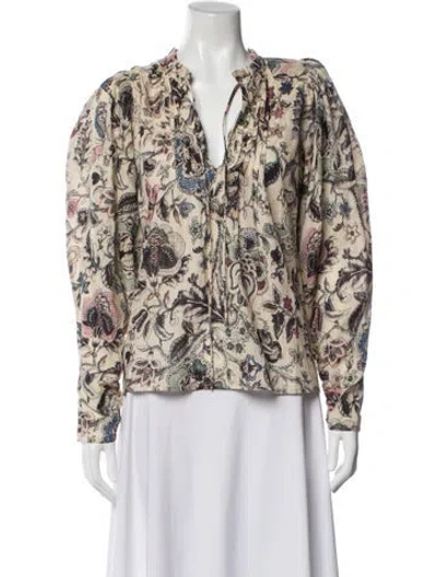 Pre-owned Maria Cher Floral Print Off-the-shoulder Blouse In Multi